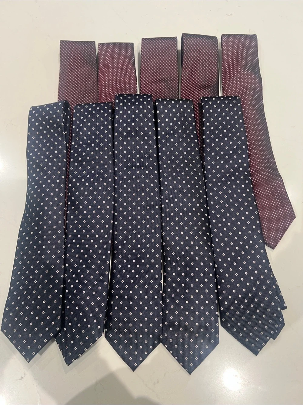10-Men's Navy Diamond Dot Tie - Unbranded